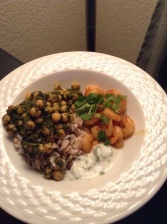 Spinach Chickpea Curry with Cajun Shrimp