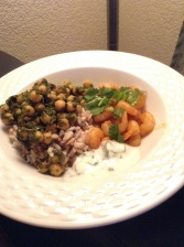 Chickpea Spinach Curry and Cajun Shrimp